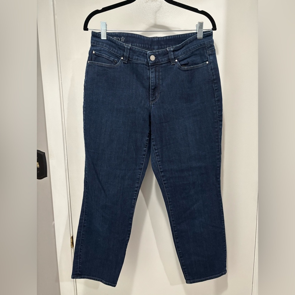 Ann Taylor Straight-Leg Curvy Fit Jeans in Deep Indigo Size 12